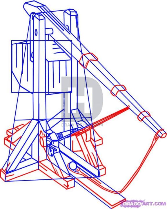 576x720 How To Draw A Catapult, Step