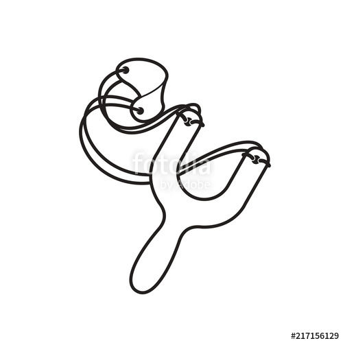 500x500 Black Outline Catapult Isolated On White Background Vector Drawing