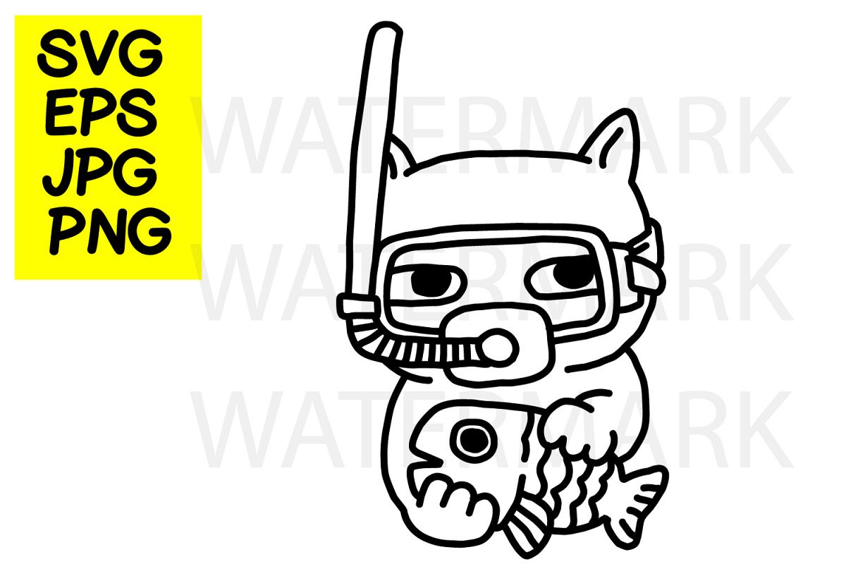 1200x800 cat with snorkel catching a fish png