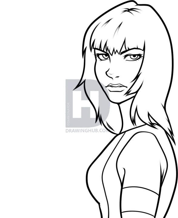 587x720 How To Draw Johanna Mason From Catching Fire, Step