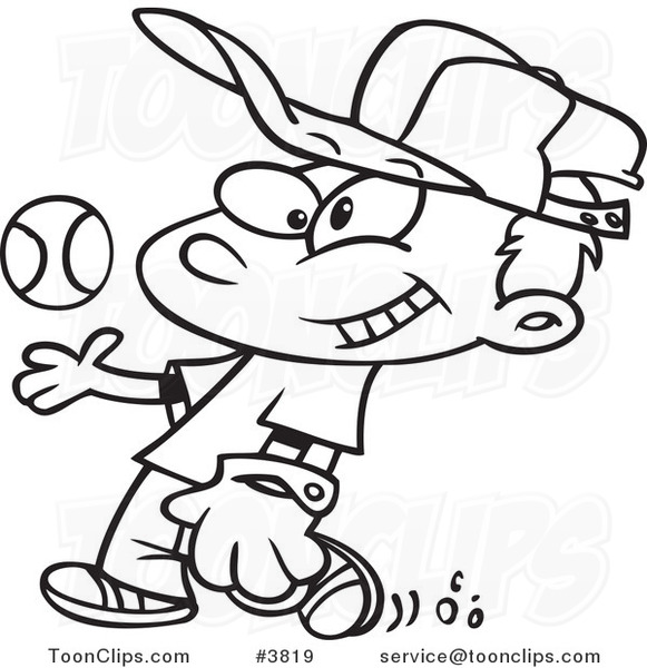 581x600 Cartoon Black And White Line Drawing Of A Boy Tossing And Catching