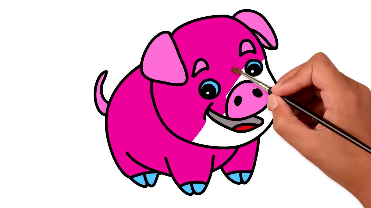 1280x720 Drawing For Kids How To Draw Cute Animals Coloring Pages Pig, Cat