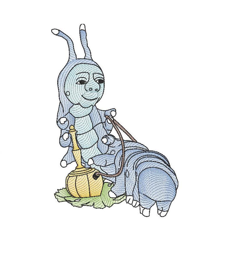 794x877 Alice In Wonderland Caterpillar Sketch Embroidery Machine Etsy