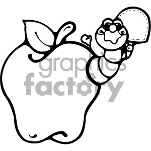 300x300 Caterpillar Coming Out Of An Apple Outline Clipart Royalty Free