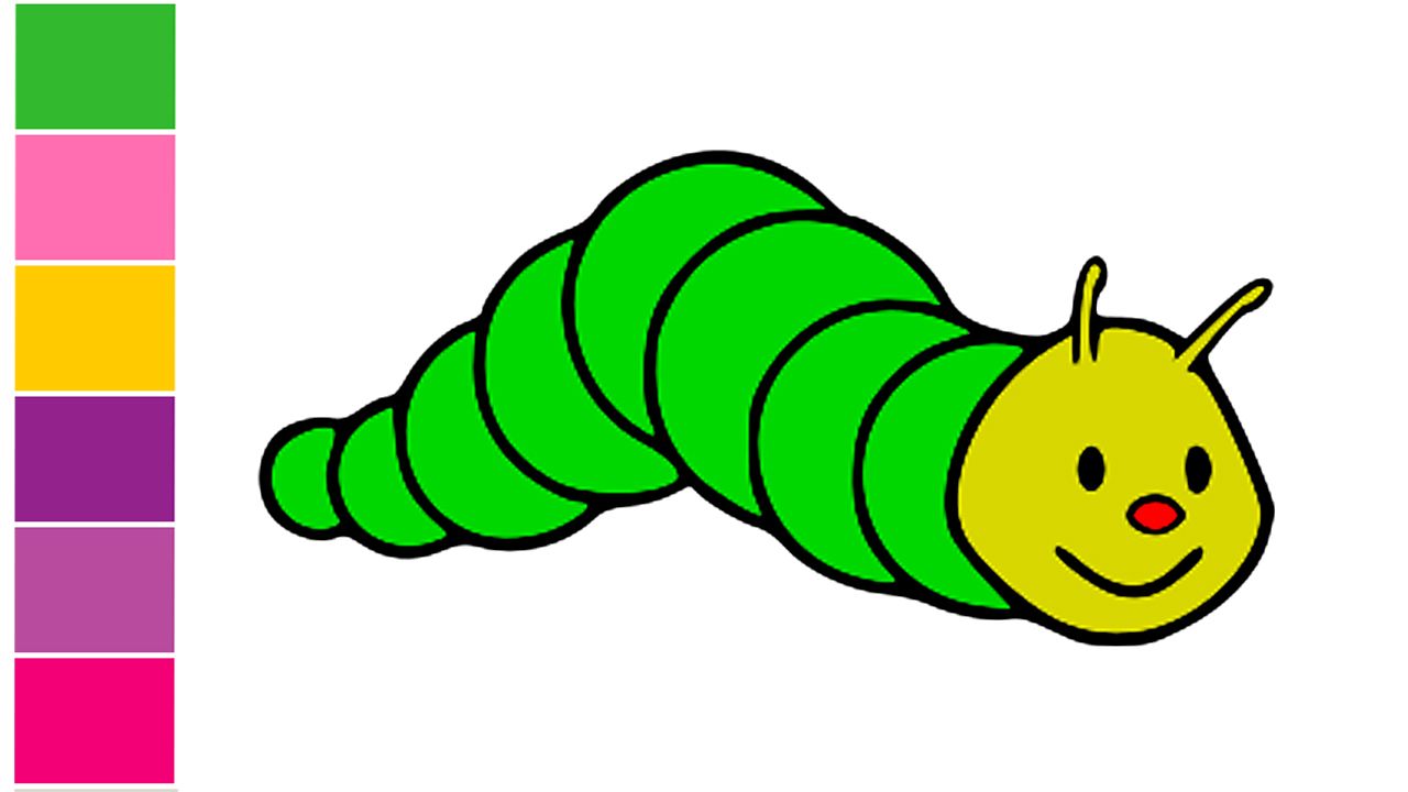 1280x720 Teach Kids How To Draw Caterpillar Easy, Learn Colors For Kids