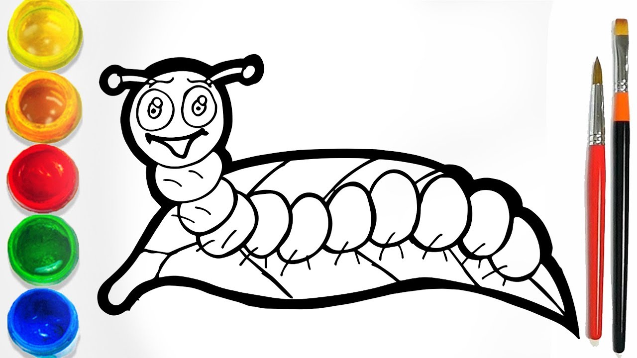 1280x720 Glitter Caterpillar Coloring And Drawing Learn Colors For Kids