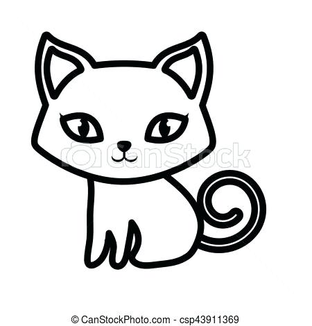 450x470 Sitting Cat Icon Outline Style Caterpillar Drawing