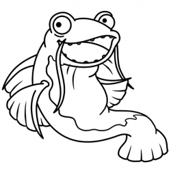 250x250 Catfish Clipart Coloring Page, Picture