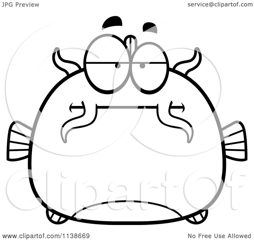 1080x1024 Cartoon Clipart Of A Black And White Bored Catfish