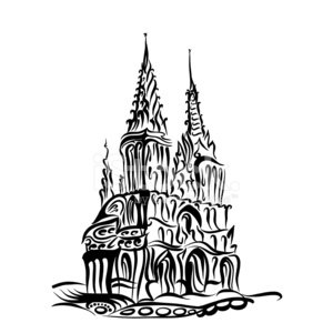 300x300 Sketch Of A Catholic Church In The Gothic Style Premium Clipart