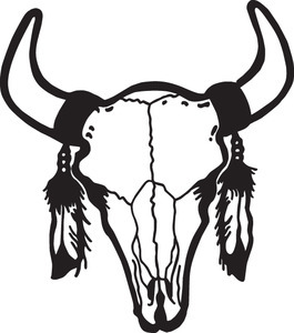 265x300 Cow Skull And Feather Decals Decal