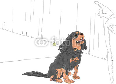 400x291 Hand Drawn Illustration Cute Cavalier King Charles Spaniel Learns