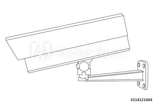 500x334 cctv security camera side view outline drawing