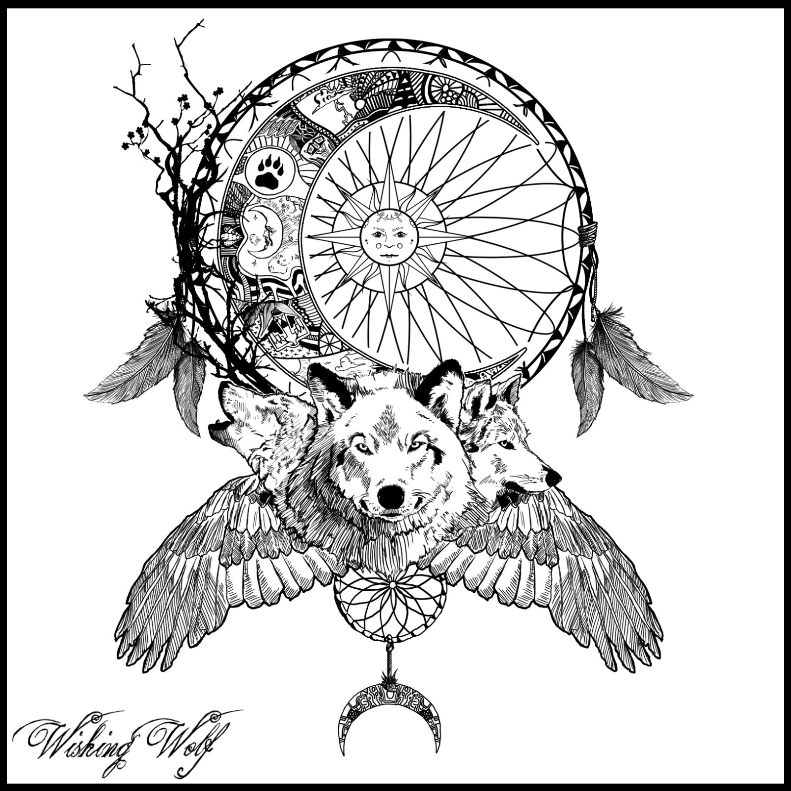 1600x1600 Wishing Wolf