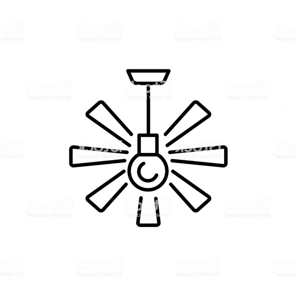 1228x1228 Vector Illustration Of Ceiling Fan Line Icon Of Modern Light