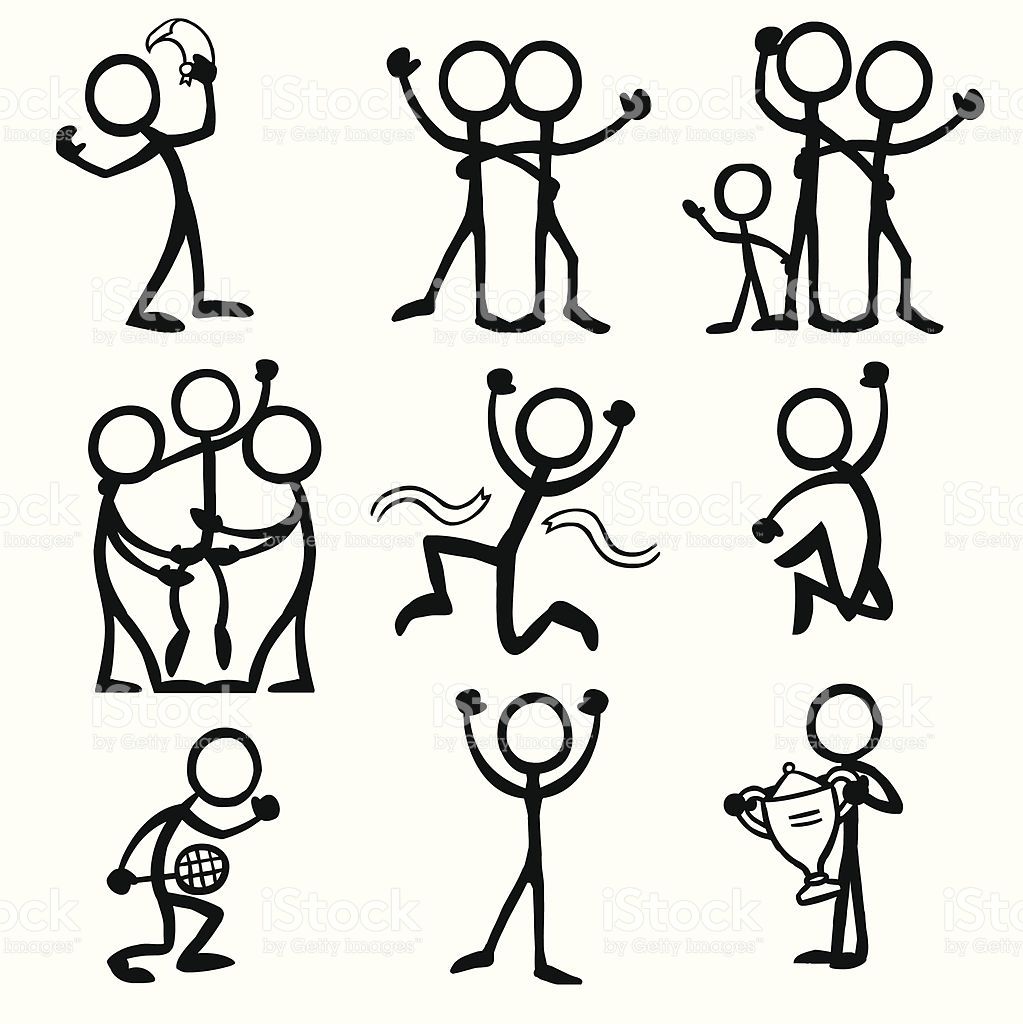 1023x1024 Stick Figure People Celebration Vector