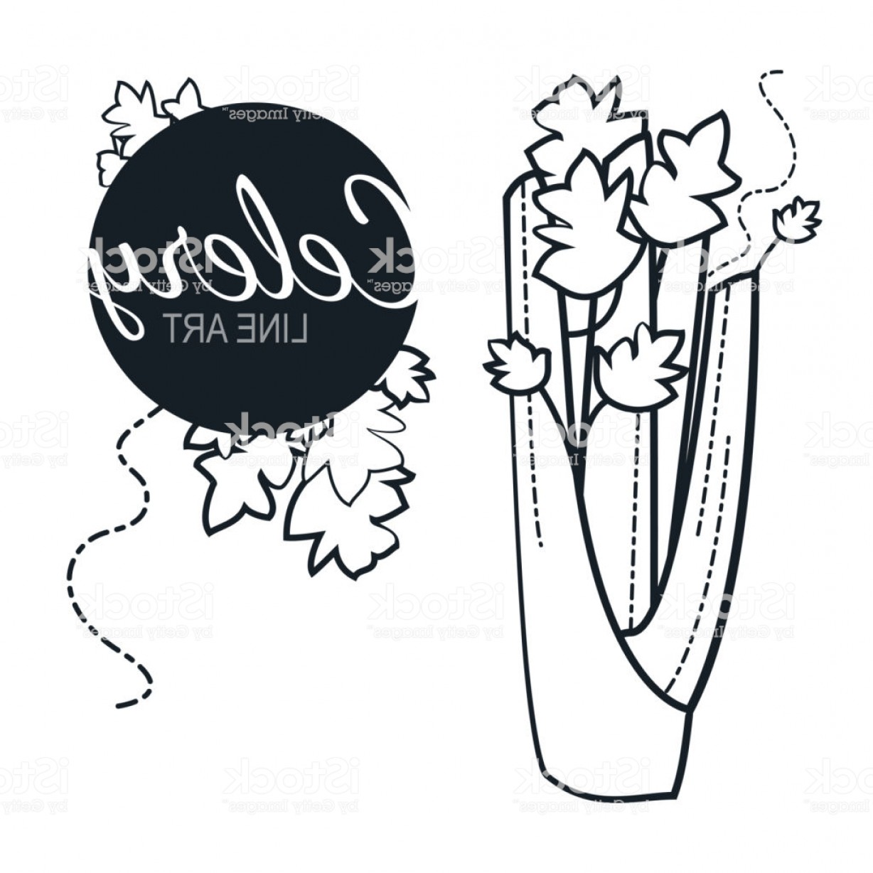 1228x1228 celery linear graphic design black and white image of vegetables