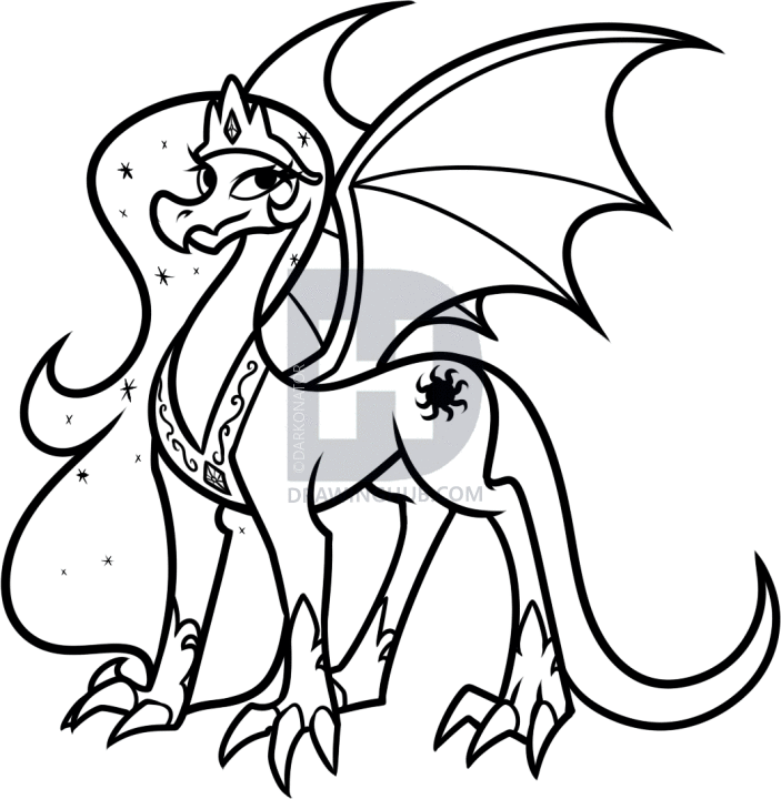 703x720 how to draw dragon princess celestia, step