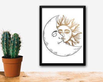 340x270 Sun And Moon Print Etsy