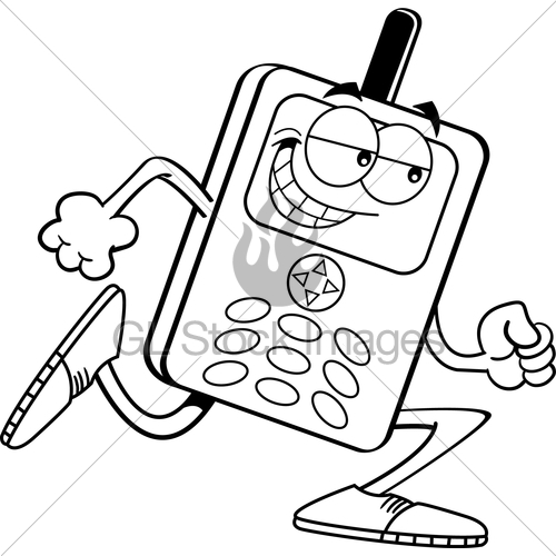500x500 Cartoon Cell Phone Running Gl Stock Images