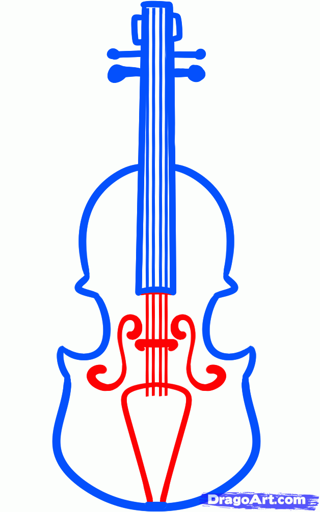 628x1006 How To Draw A Violin For Kids Step