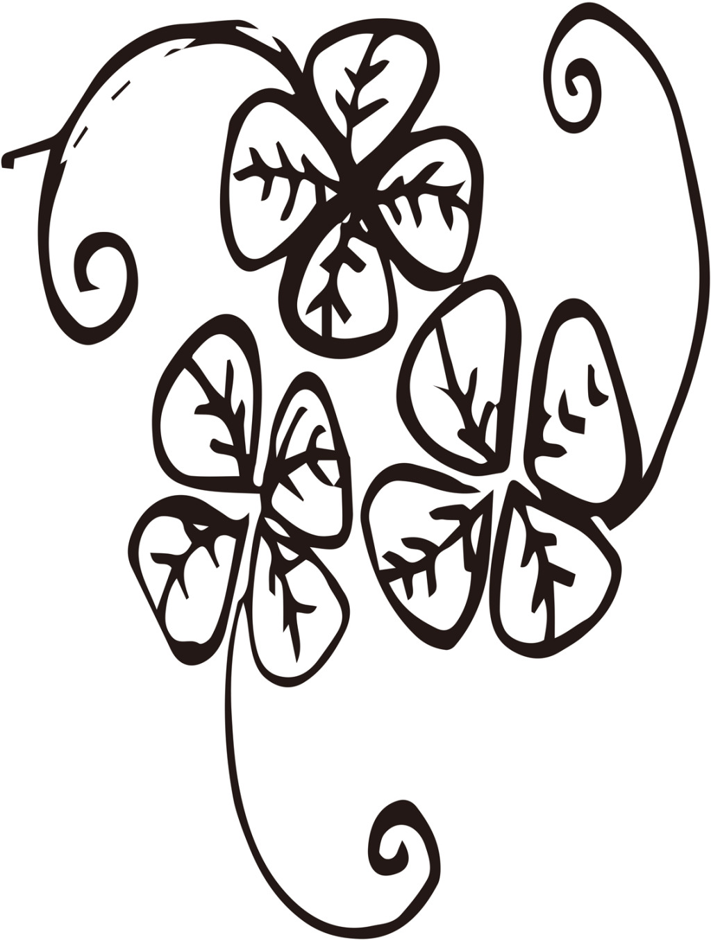 1024x1354 Four Leaf Clover Cartoon Drawing Celtic Tattoo Easy Directed