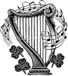 236x263 Celtic Harp Drawing