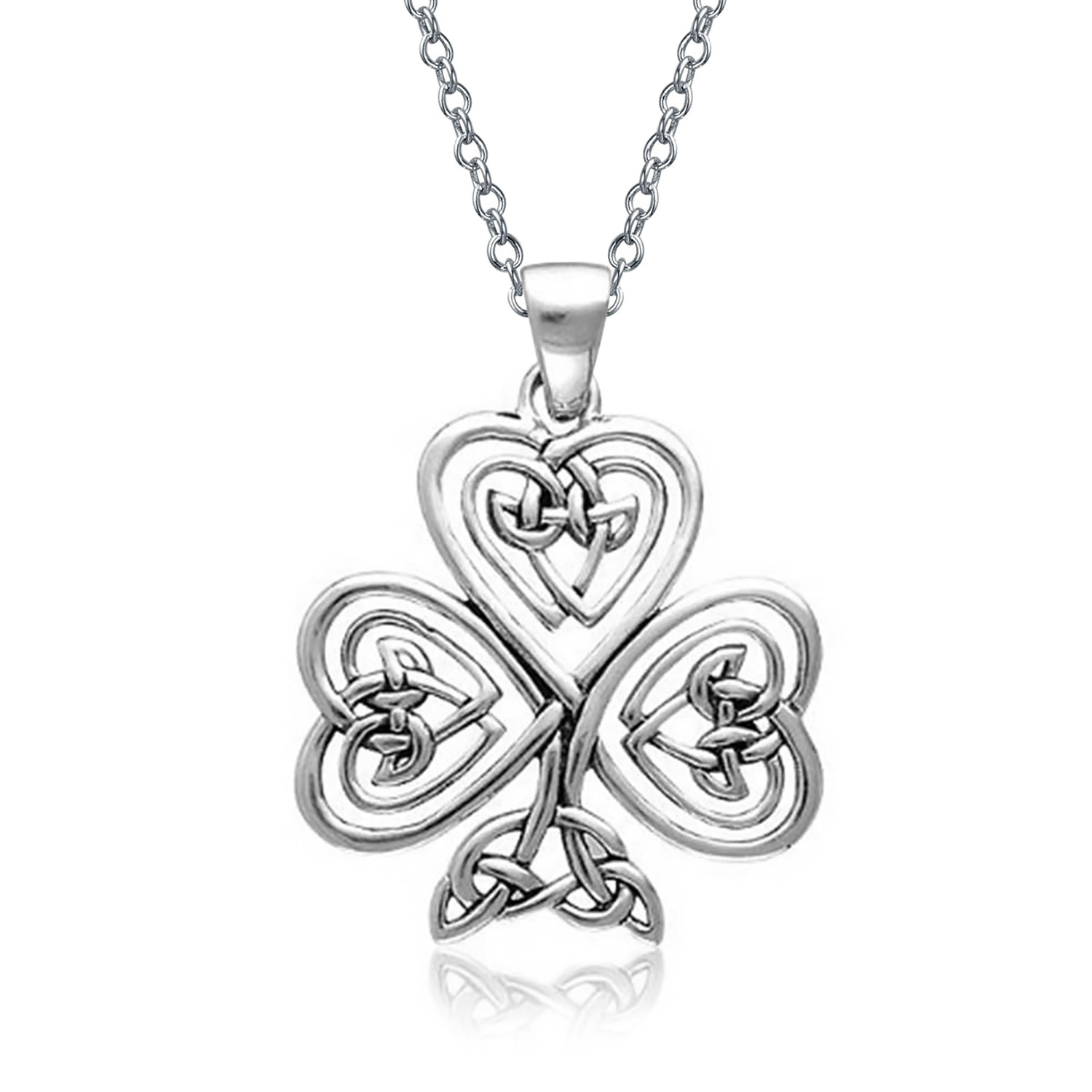 1500x1500 Large Irish Shamrock Clover Lucky Love Celtic Heart Spiral Pendant