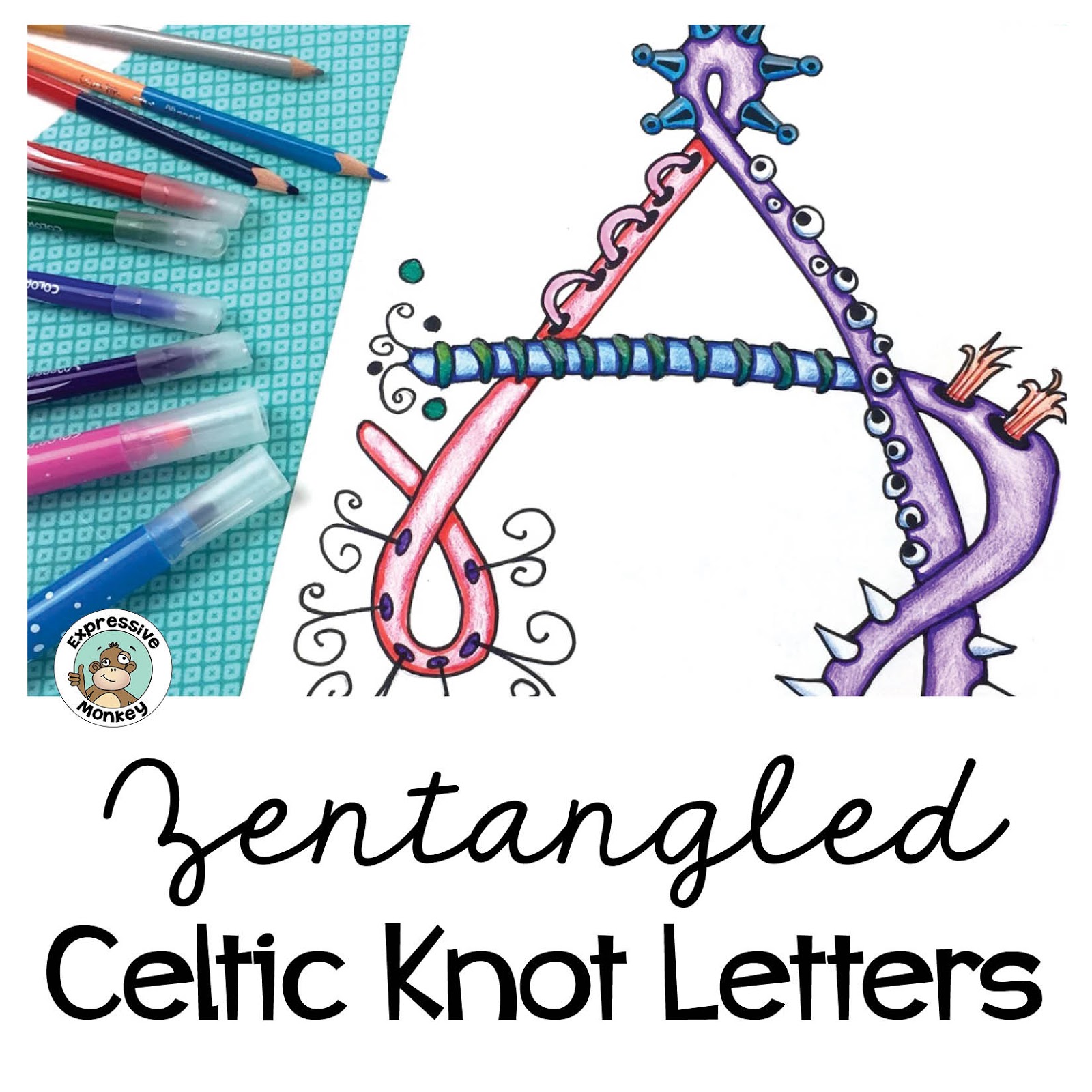 1600x1600 zentangled celtic knot letters expressive monkey