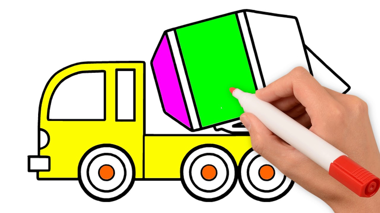 1280x720 Easy Draving Cement Truck Learn Colors For Kids Coloring
