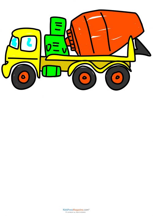 500x706 Learn To Draw Construction Equipment Cement Truck Drawing