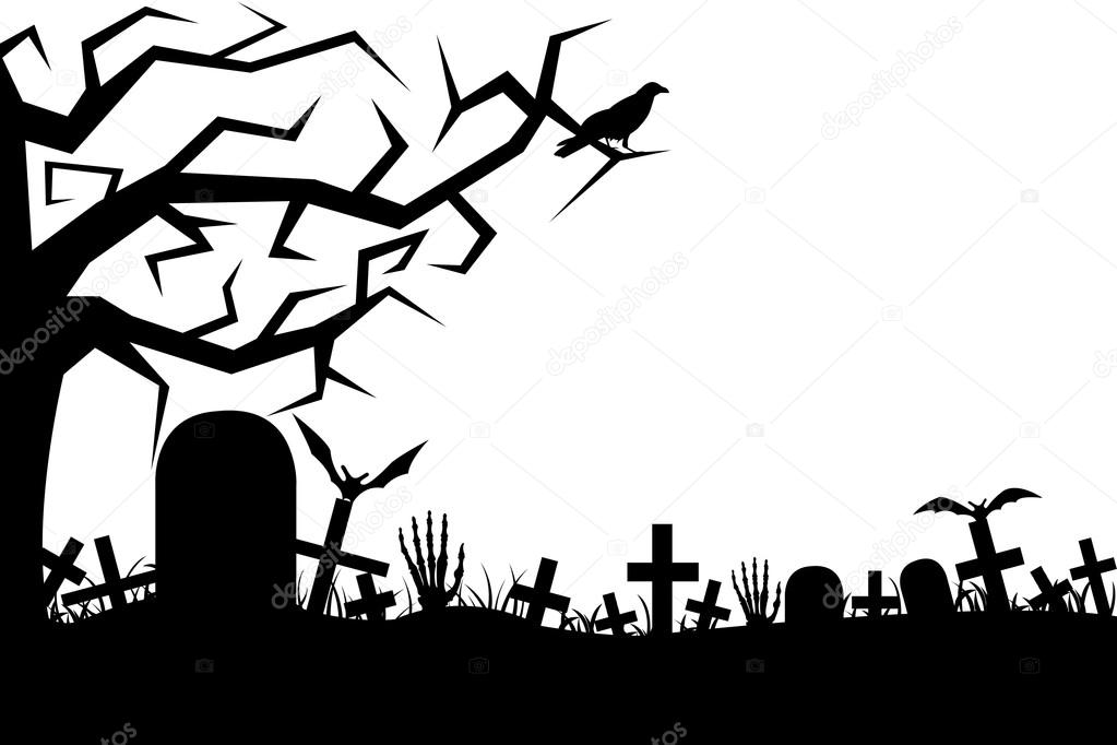 1023x682 Cemetery Drawing Silhouette For Free Download
