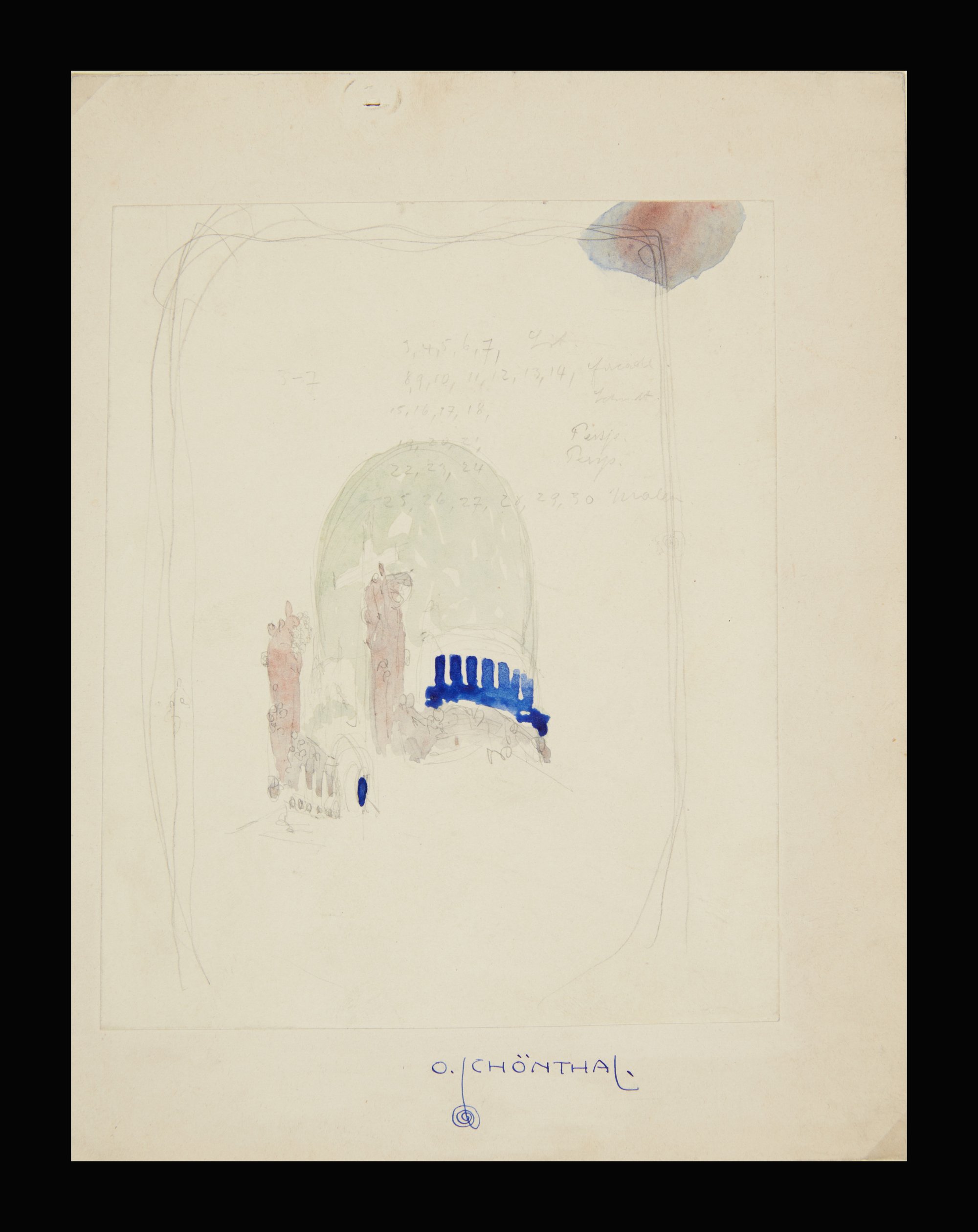 2000x2518 Otto Schonthal, Design For Cemetery Church, Dm