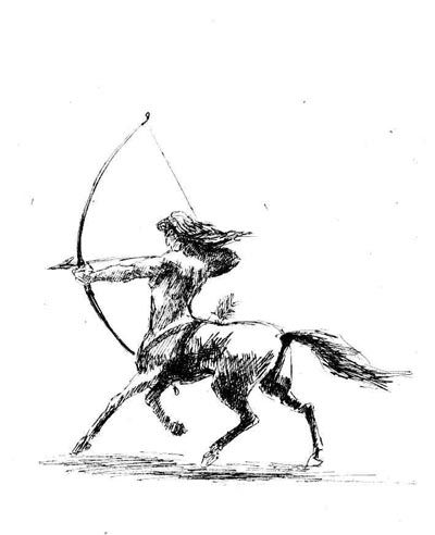 400x492 centaur archer drawing