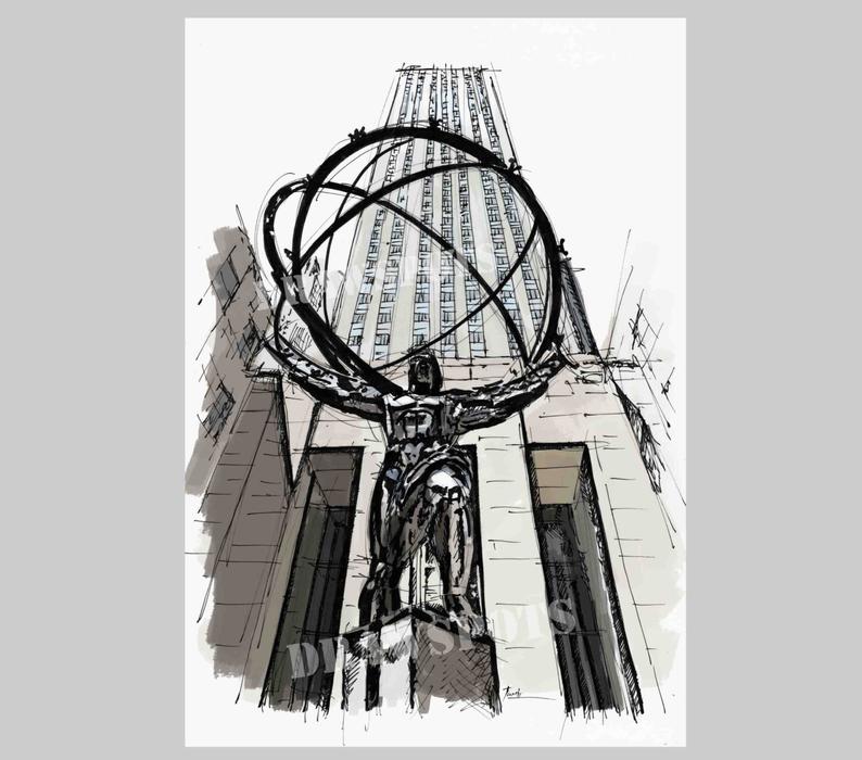 794x700 Atlas Sculpture Sketch