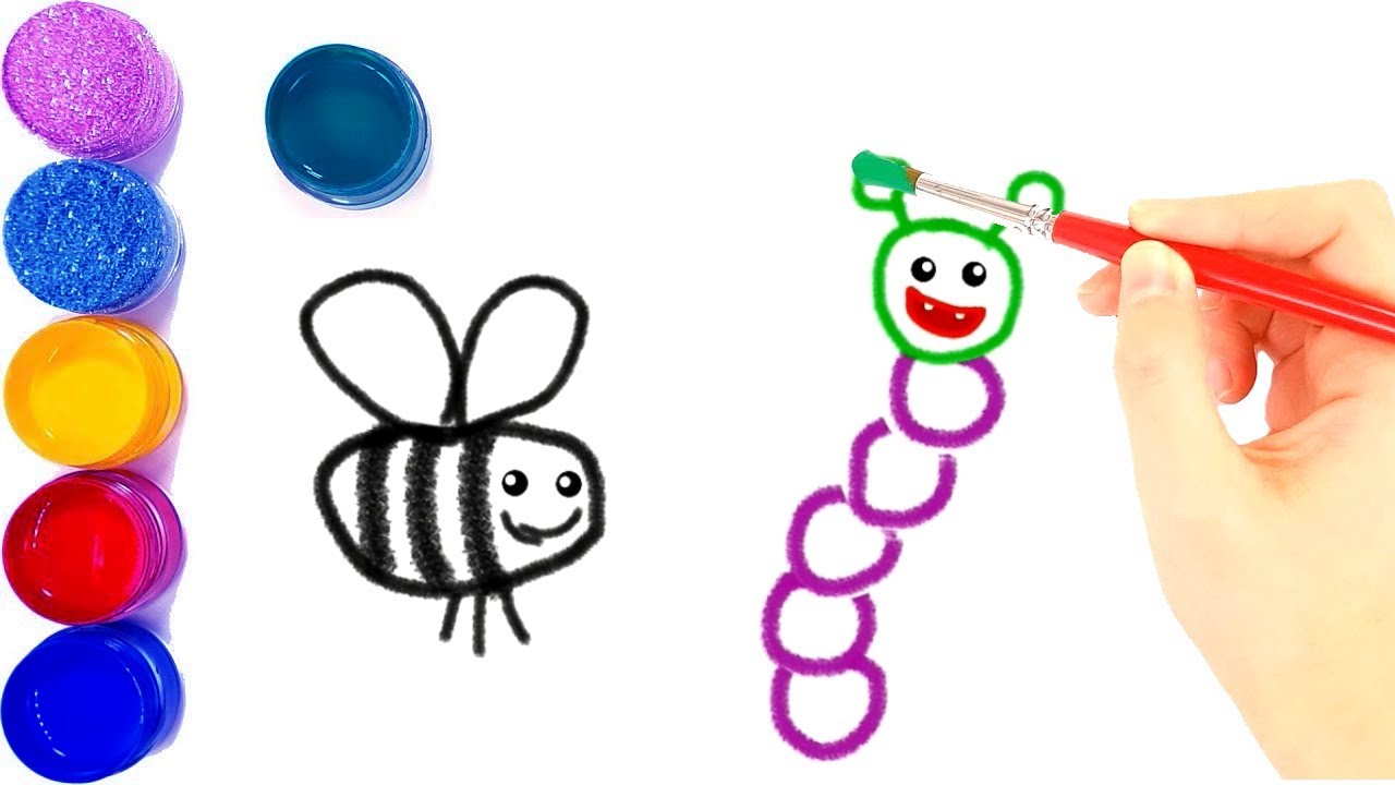 1280x720 Glitter Bee Centipede Christmas Tree Santa Coloring And Drawing
