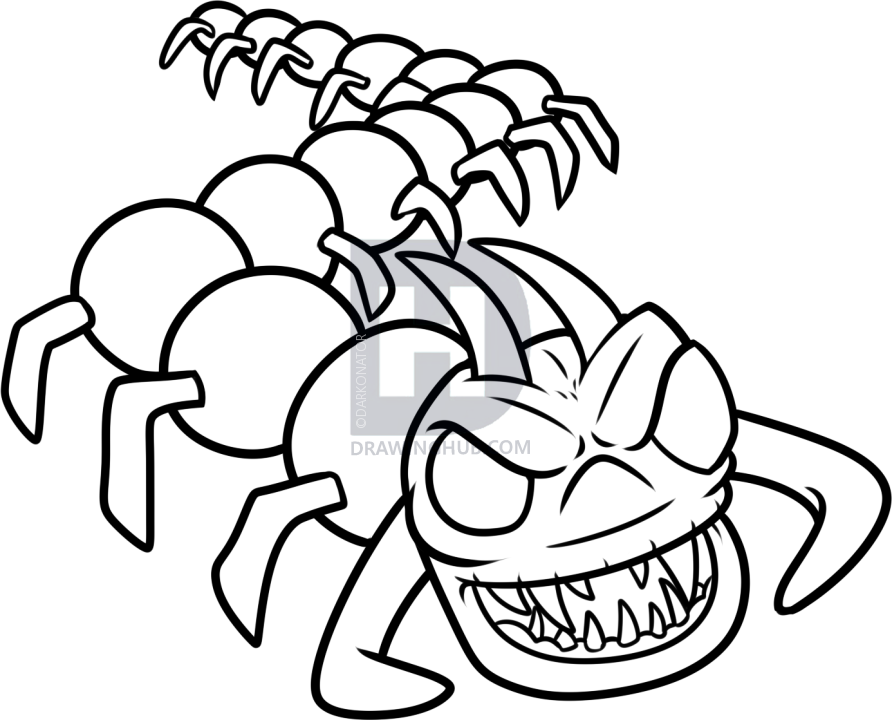 892x720 how to draw pixel centipede from pixels, step