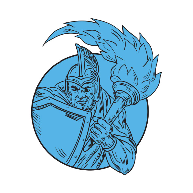 630x630 Centurion Soldier Torch Circle Drawing