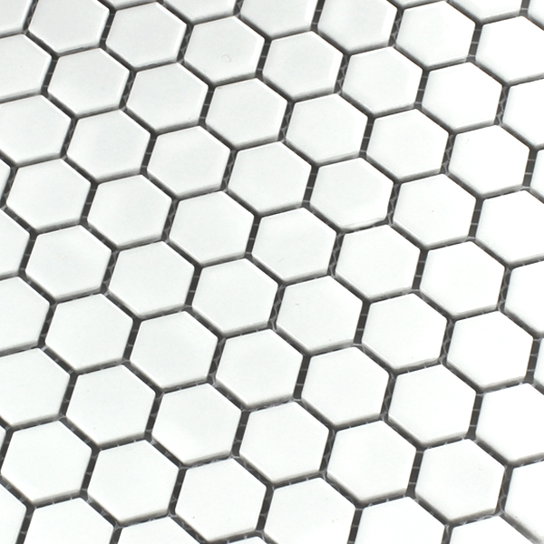 600x600 mosaic tiles ceramic hexagon white mat