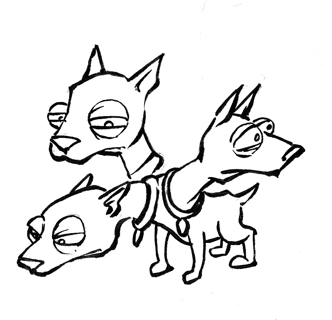 1110x1072 puppy cerberus briancookillustration