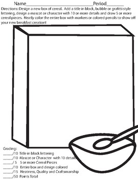 270x350 Cereal Box Design Worksheets Teaching Resources Tpt