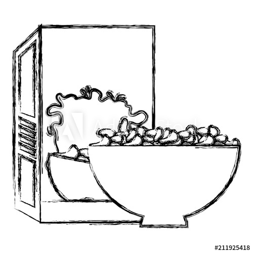 500x500 Cereal Dish With Box Vector Illustration Design