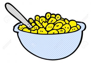 300x210 Bowl Of Cereal Drawing Freehand Drawn Black White Cartoon Bowl