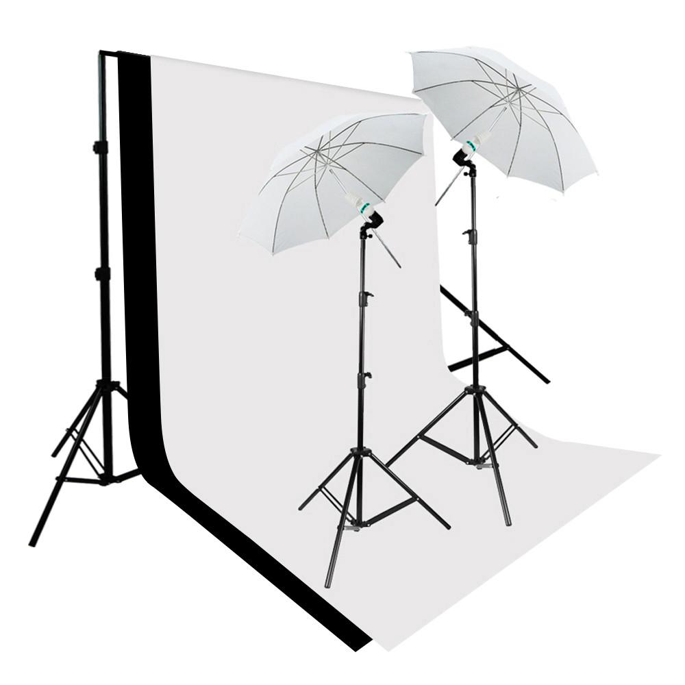 1000x1000 X White And Black Muslin Background Support System Photo Kit