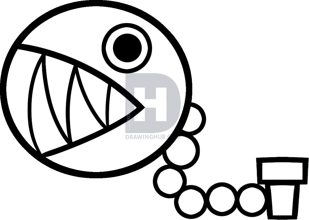 1009x720 How To Draw Chain Chomp, Step