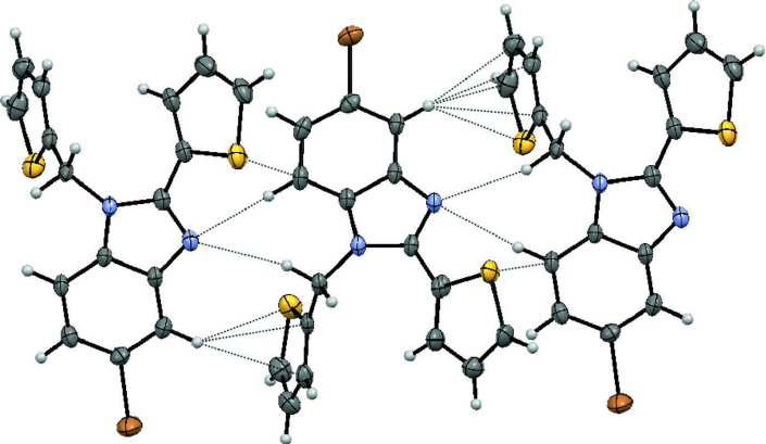 705x409 perspective drawing showing the close intermolecular contacts