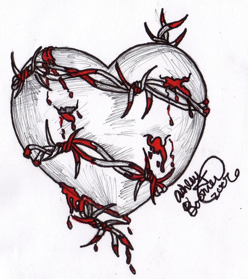 842x948 chained heart sketches
