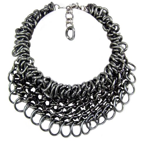 480x480 gunmetal chain mail chokerib necklace with ring fringe