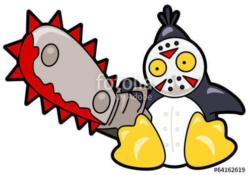 500x354 Vector Drawing Of A Scary Penguin With A Chainsaw Stock Image