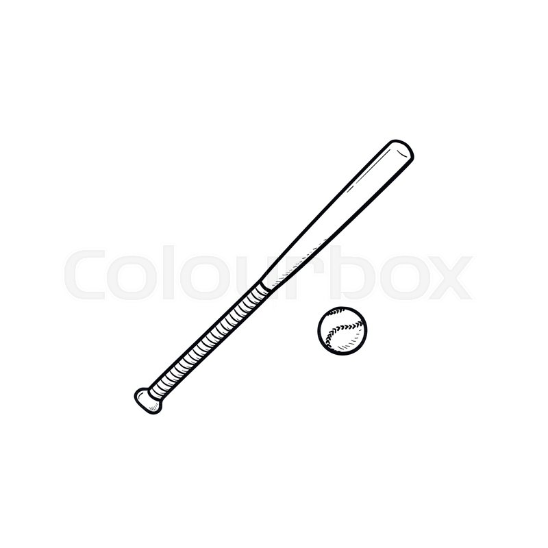 800x800 Baseball Bat And Ball Hand Drawn Stock Vector Colourbox
